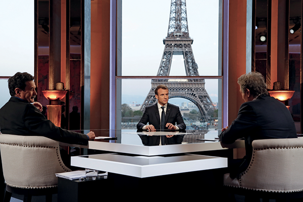 Intervention télévisuelle d’Emmanuel Macron depuis le théâtre national de Chaillot, 15 avril 2018
© François Guillot / Afp / pool
