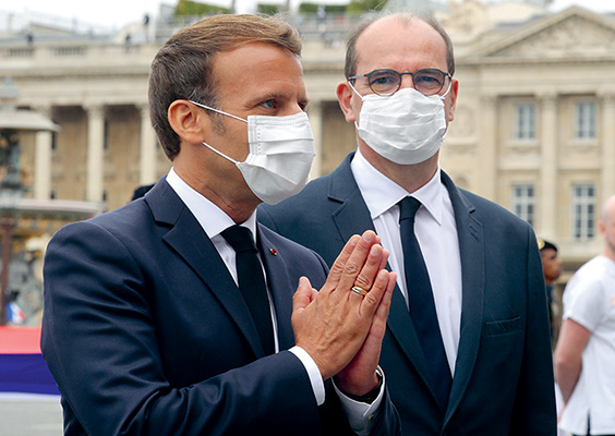 Le président Emmanuel Macron et son Premier ministre Jean Castex, Paris, 14 juillet 2020 © Ludovic Marin / Pool / AFP