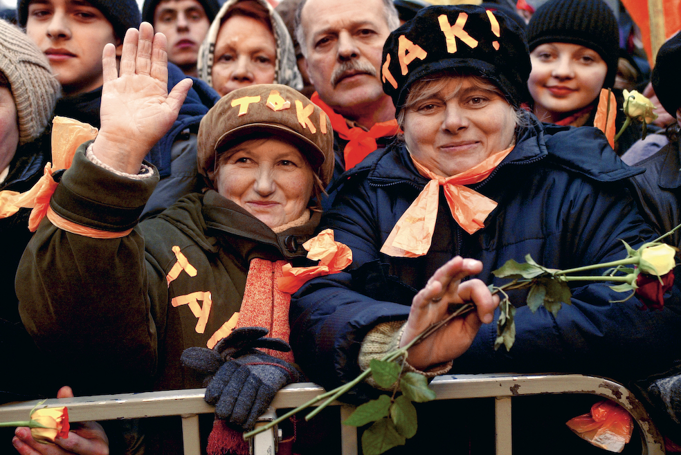 Sur la place de l’Indépendance à Kiev, le 30 novembre 2004. © Corentin Fohlen / Divergence / Fedephoto