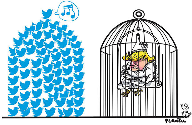 Plantu (France), « Trump banni de Twitter », dans Le Monde, 11 janvier 2021 © Plantu