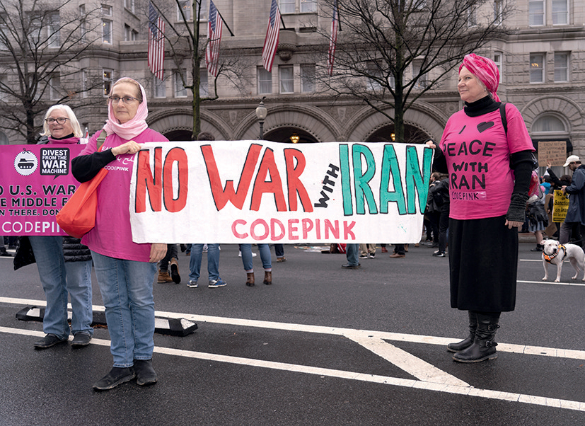 Rassemblement contre une guerre avec l’Iran devant la Maison Blanche, Washington, 4 janvier 2020
© Jeff Malet / Photography / Newscom / Sipa